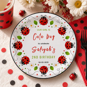 Two Cute Ladybug 2nd Birthday Party for Kids Paper Plates