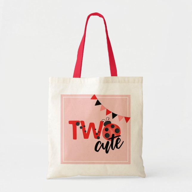 "Two Cute" Ladybug 2nd Birthday Tote Bag (Front)