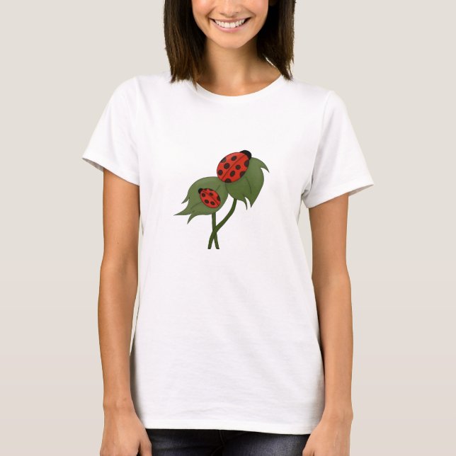 Two cute ladybugs on a plant T-Shirt (Front)