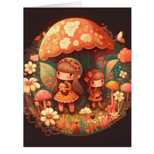 Two cute little girls elves cards