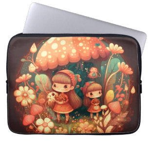 Two cute little girls elves  laptop sleeve