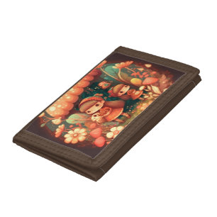 Two cute little girls elves tri-fold wallet