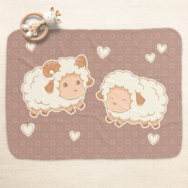 Two Cute Little Sheep on Brown Baby Blanket (Creator Uploaded)