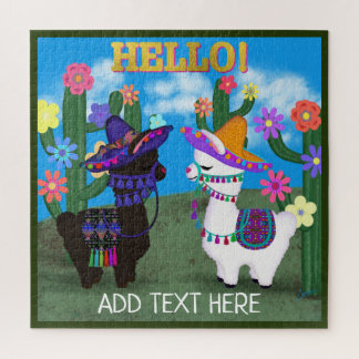 Two Cute Llamas Say Hello! Puzzle