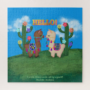 Two Cute Llamas   You Personalize Kids Jigsaw Puzzle