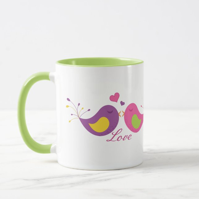 Two Cute Lovebirds Mug (Left)