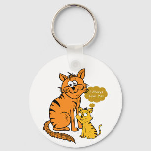 two cute, loving tigers I always love you Keychain
