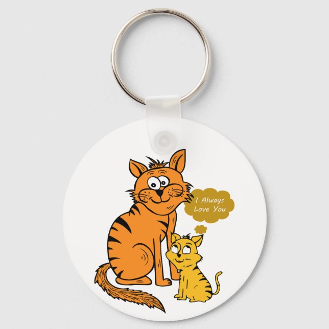 two cute, loving tigers  I always love you Keychain (Front)