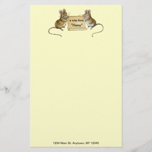 Two Cute Mice with Parchment Scroll _with address Stationery