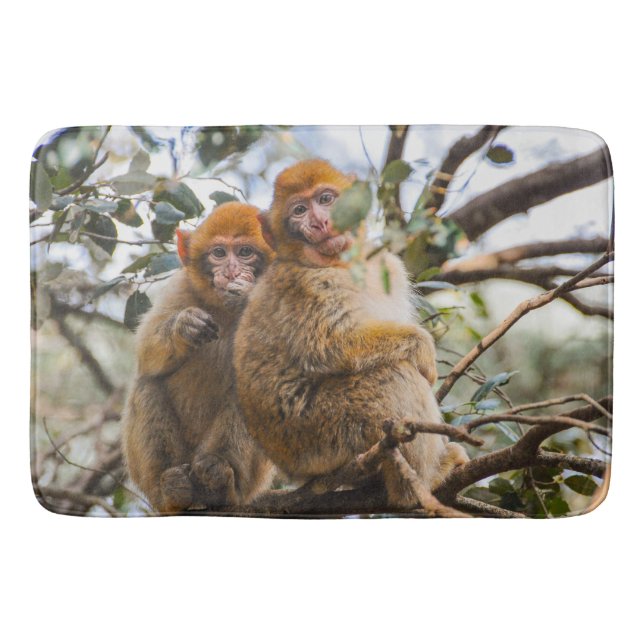 Two Cute Monkeys Bath Mat (Front)