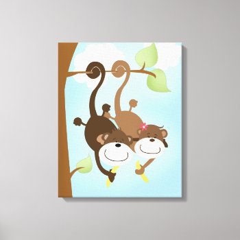 Two Cute Monkeys Canvas Art Print by allpetscherished at Zazzle