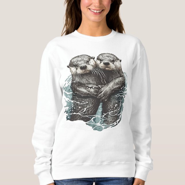 two cute otters in the water sweatshirt (Front)
