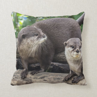 Two Cute Otters | Otter Throw Pillow