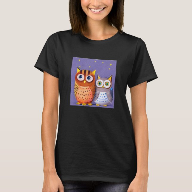 Two cute Owls T-Shirt (Front)