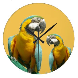 Two Cute Parrots Round Wall Clock