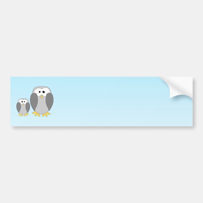 Two Cute Penguins. Cartoon on Sky Blue. Bumper Sticker