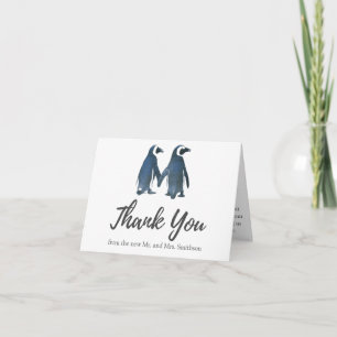 Two Cute Penguins Romantic Wedding Thank You
