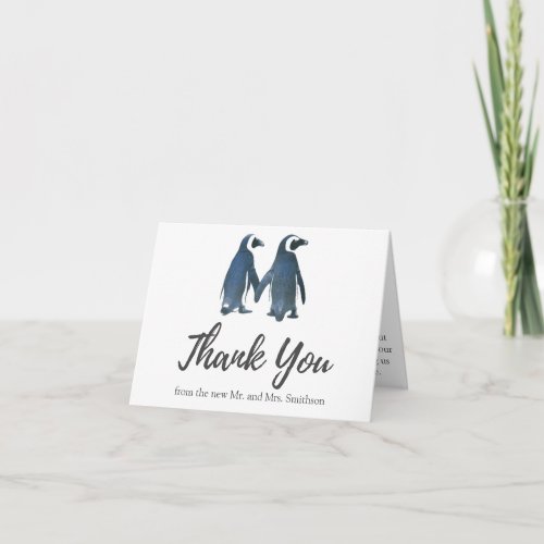 Two Cute Penguins  Romantic Wedding Thank You