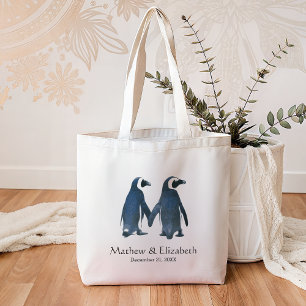 Two Cute Penguins   Romantic Wedding Tote Bag