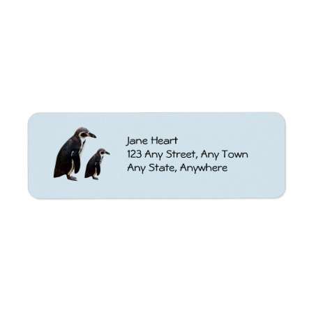Two Cute Penguins Standing Label