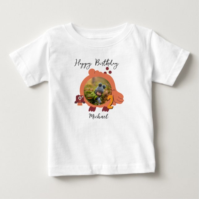 Two Cute Photo Birthday  Baby T-Shirt (Front)