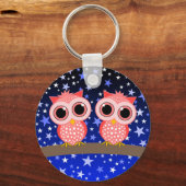 two cute pink owls keychain (Front)