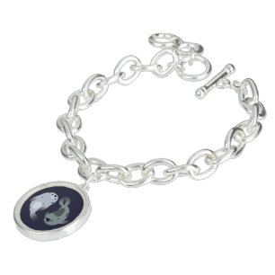 Two Cute Playful Cartoon Harp Seals Charm Bracelet