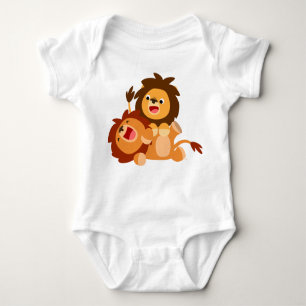 Two Cute Playful Cartoon Lions Baby Creeper