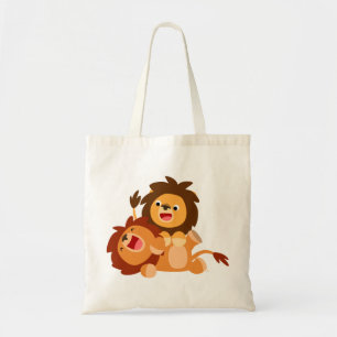 Two Cute Playful Cartoon Lions Bag