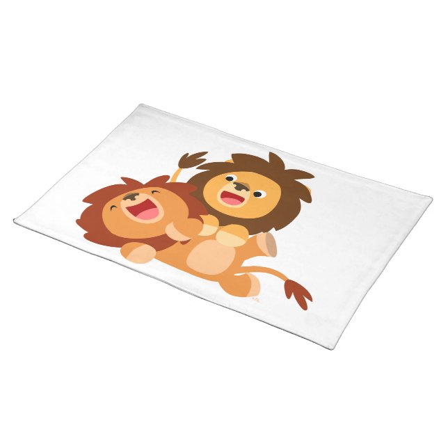 Two Cute Playful Cartoon Lions Placemat (On Table)