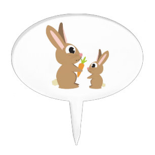 Two Cute Rabbits sharing a Carrot Cake Topper