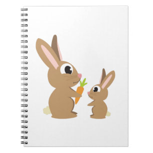 Two Cute Rabbits sharing a Carrot Notebook