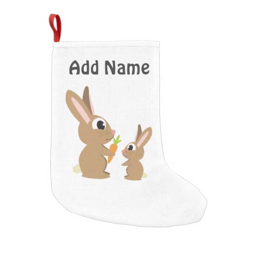 Two Cute Rabbits sharing a Carrot Small Christmas Stocking