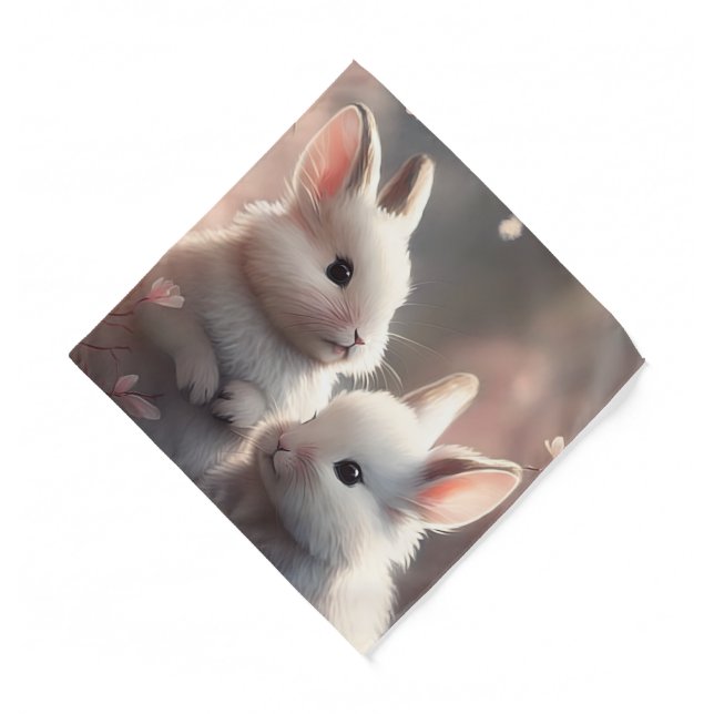 Two cute rabbits with sakura Bandana (Front)