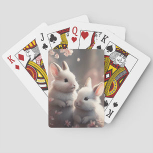Two cute rabbits with sakura Classic Playing Cards