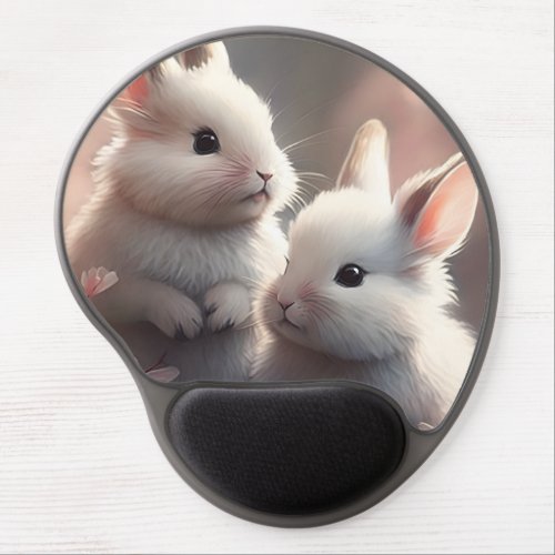 Two cute rabbits with sakura Gel Mousepad
