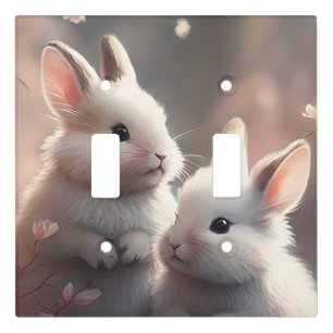 Two cute rabbits with sakura Light Switch Cover