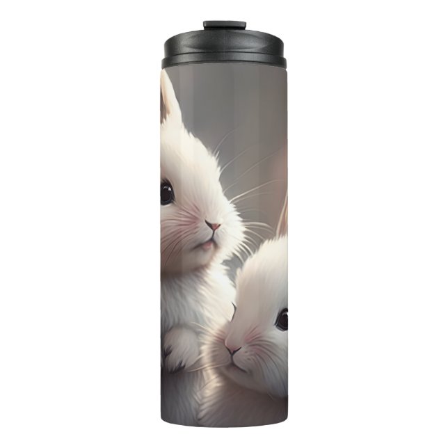 Two cute rabbits with sakura Thermal Tumbler (Front)