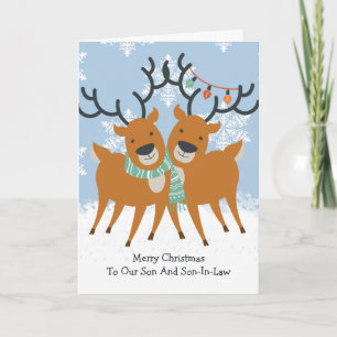 Two Cute Reindeer Gay Pride Christmas Holiday Card