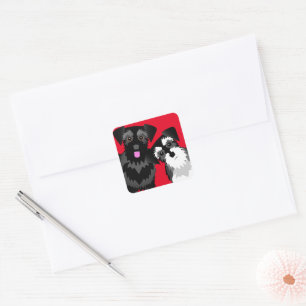 Two Cute Schnauzers Square Sticker