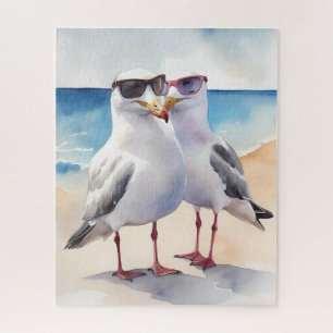 Two Cute Seagulls Inlove Jigsaw Puzzle