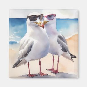 Two Cute Seagulls Inlove Magnet