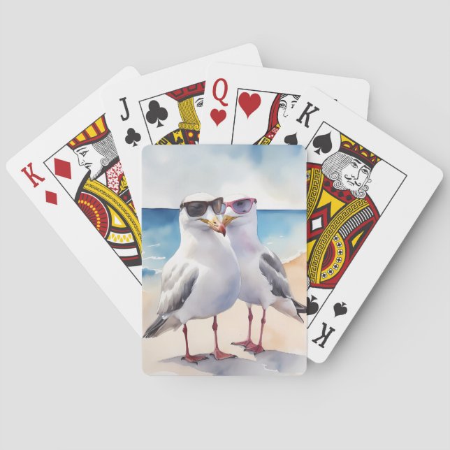 Two Cute Seagulls Inlove Poker Cards (Back)
