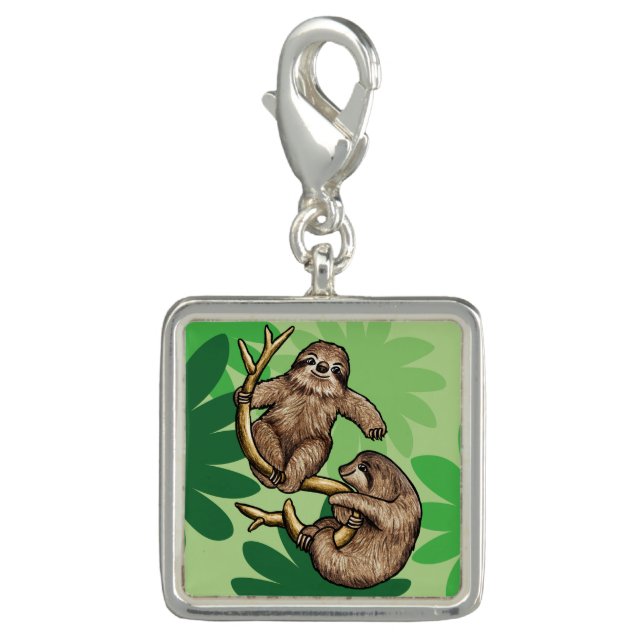 Two Cute Sloths on a Branch Charm (Front)
