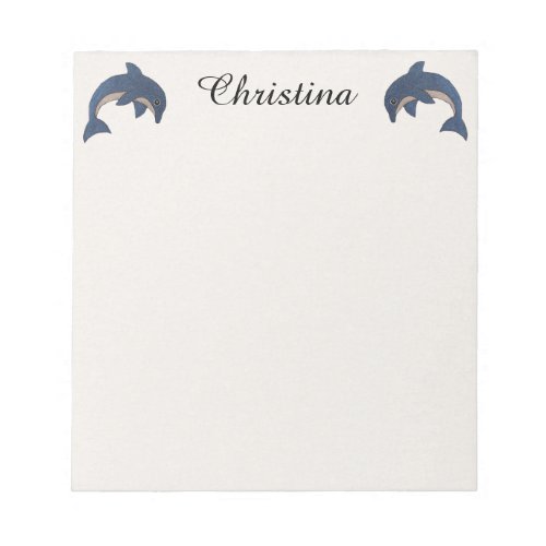 Two Cute Sparkle Like Dolphins Jumping Dark Blue Notepad