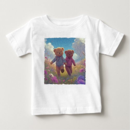 Two Cute Teddy Bear Friends  Baby T_Shirt