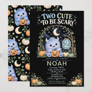Two Cute to Be Scary Boy 2nd Birthday Invitation