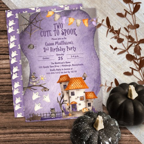 Two Cute to Spook Halloween 2nd Birthday Party Invitation