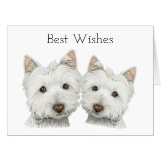 Two Cute Westie Dogs Art Large Greeting Card