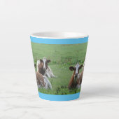 Two Cute White-Brown Cows Cust. Blue Latte Mug (Front)